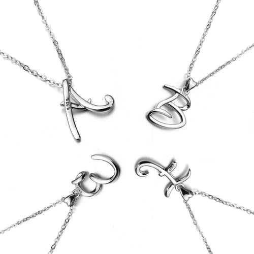 Unique Sterling Silver A & B Letter Pendant Necklace