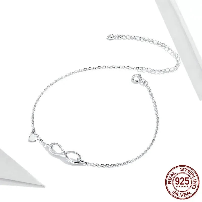 Real Sterling Silver Infinite Chain Anklet