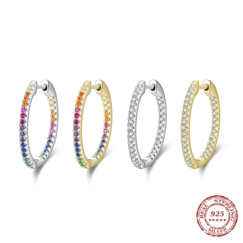 Layla Rainbow Zirconia Hoop Earrings