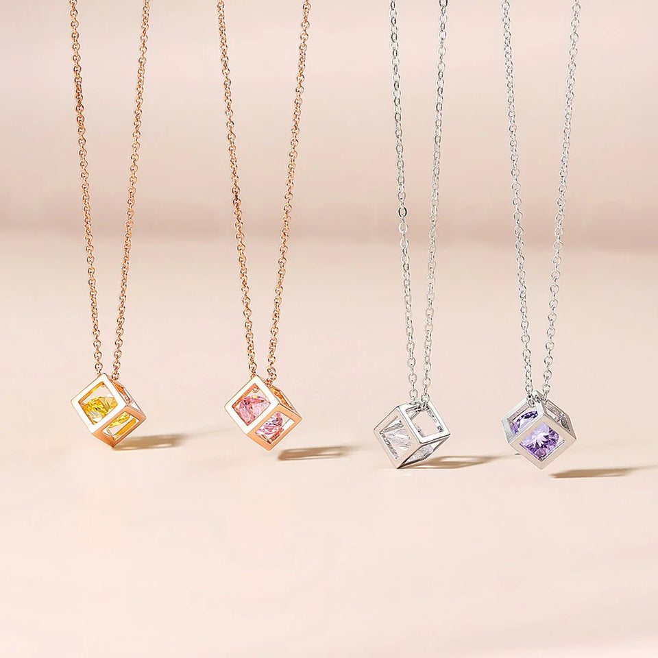 Lily Charms Aesthetic Cube Necklace