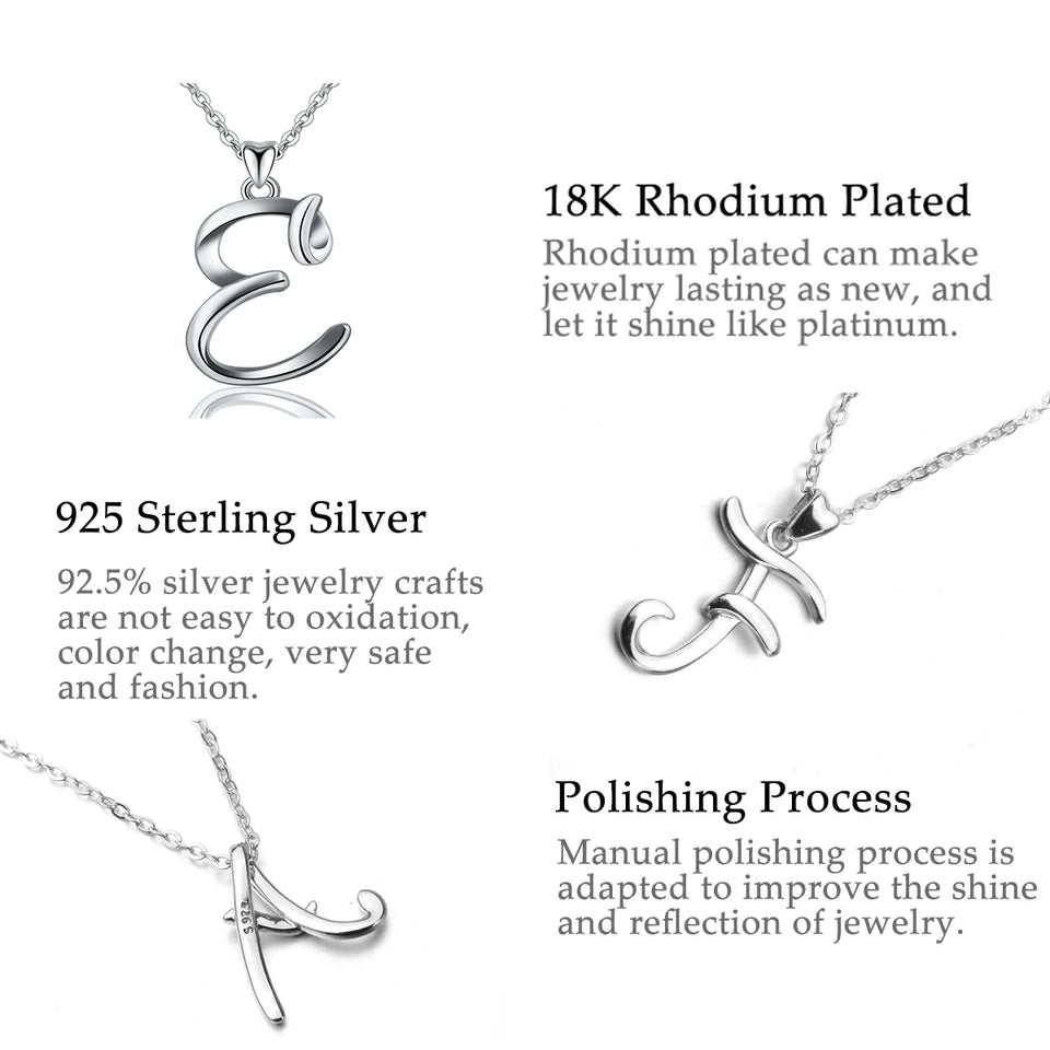 Unique Sterling Silver A & B Letter Pendant Necklace