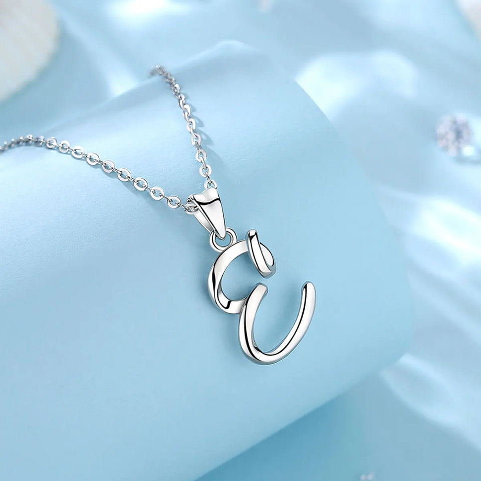 Unique Sterling Silver A & B Letter Pendant Necklace