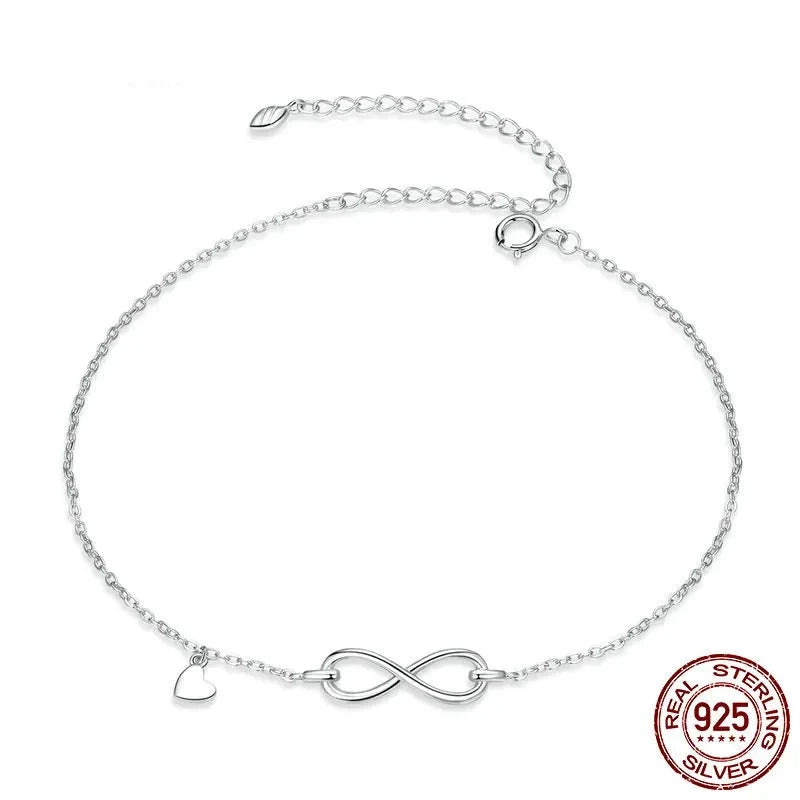 Real Sterling Silver Infinite Chain Anklet