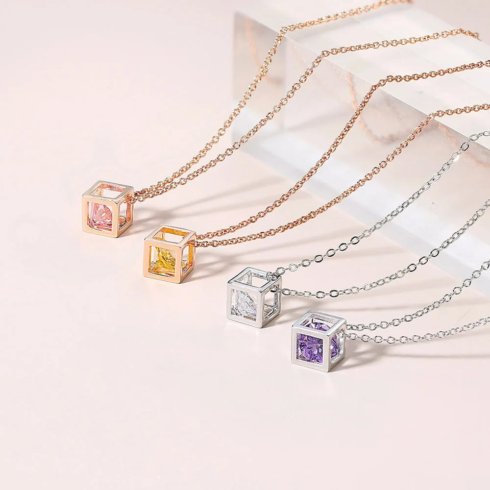 Lily Charms Aesthetic Cube Necklace