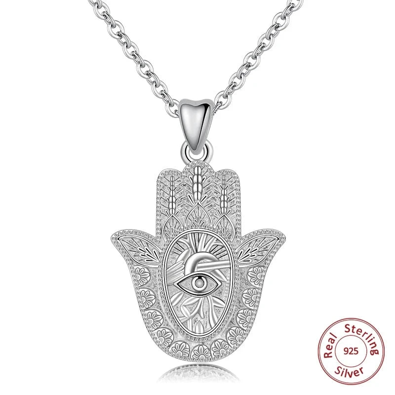 Evil Eye Hamsa Hand Pendant Necklace