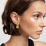 Gold Color Chunky Dome Teardrop Earrings