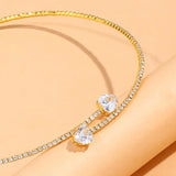 Rhinestone Heart Collar Choker Necklace for Women