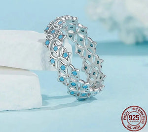 White Gold Plated Turquoise Ring