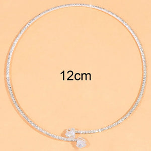 Rhinestone Heart Collar Choker Necklace for Women