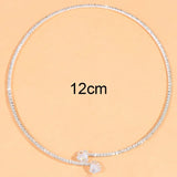 Rhinestone Heart Collar Choker Necklace for Women