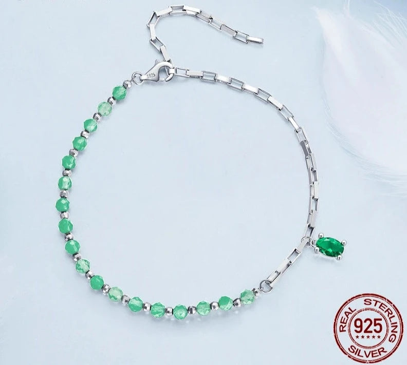 Green Crystal Platinum Bracelet