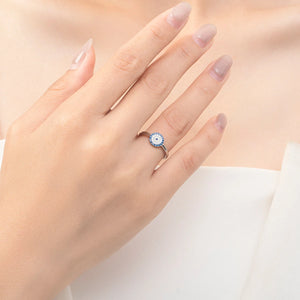 Nora Whimsical Blue Ghost Eyes CZ Ring