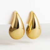 Gold Color Chunky Dome Teardrop Earrings