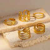 Grace Stainless Steel Multi Layer Rings