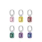 Colorful Enamel & Zirconia Hoop Earrings