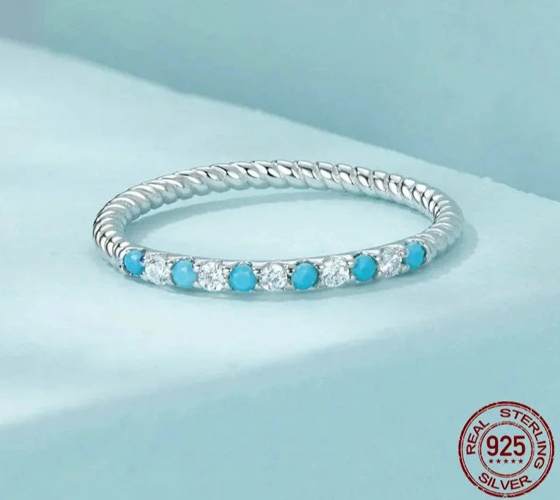 Turquoise Accent Eternity Band