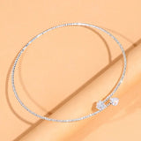 Rhinestone Heart Collar Choker Necklace for Women