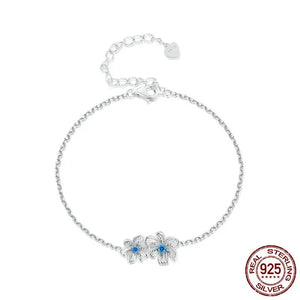 Blue Zircon Flower Bracelet