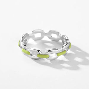 Isabella Green Enamel Geometric Stackable Ring