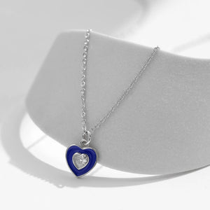 Romantic Heart Klein Blue Enamel Necklace