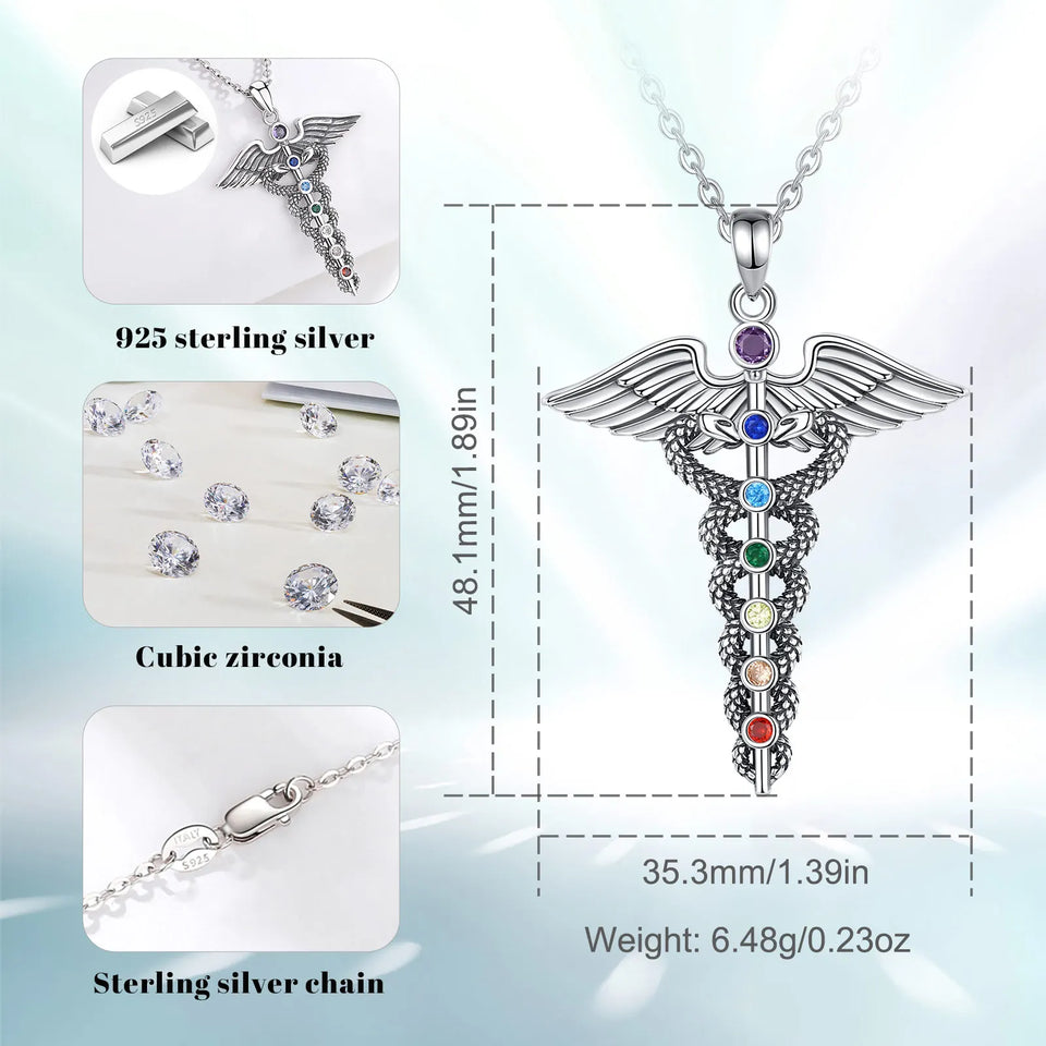 Isabelle Double Snake Wing Caduceus Necklace