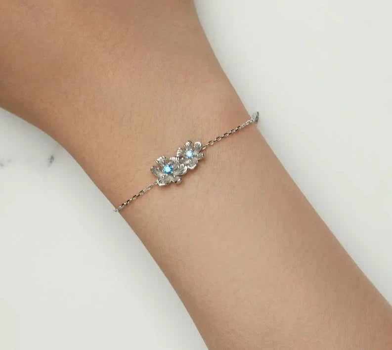 Blue Zircon Flower Bracelet