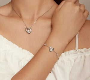 Sparkling Double Heart Charm Bracelet