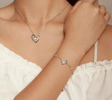 Sparkling Double Heart Charm Bracelet