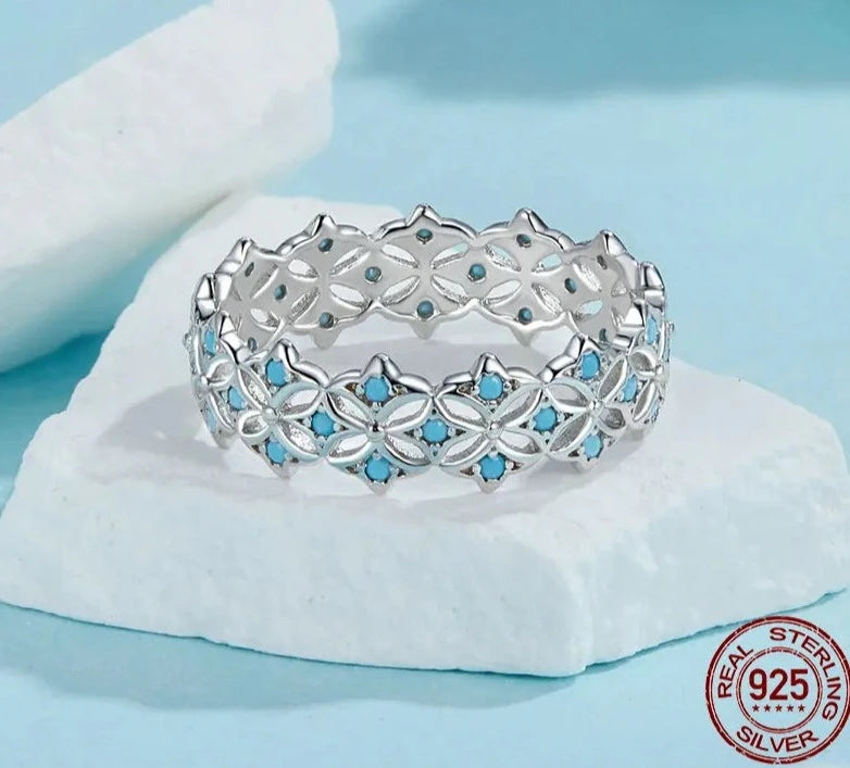 White Gold Plated Turquoise Ring