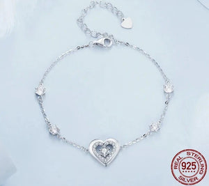 Sparkling Double Heart Charm Bracelet