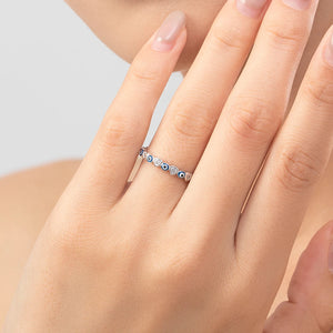 Nora Whimsical Blue Ghost Eyes CZ Ring