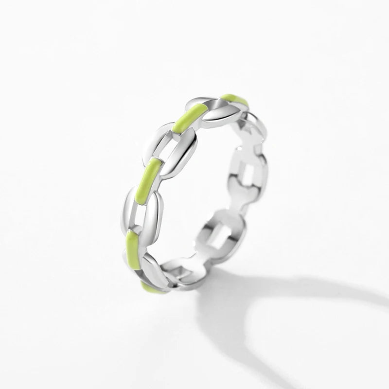 Isabella Green Enamel Geometric Stackable Ring