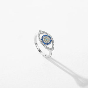 Nora Whimsical Blue Ghost Eyes CZ Ring