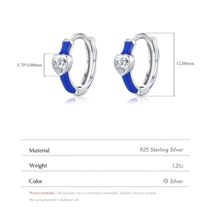 Klein Blue Enamel Hearts Hoop Earrings