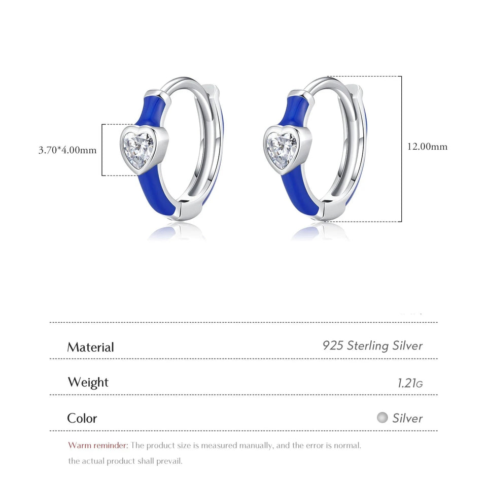 Klein Blue Enamel Hearts Hoop Earrings