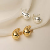 Gold Color Chunky Dome Teardrop Earrings