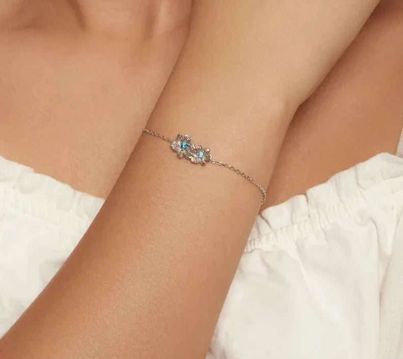 Blue Zircon Flower Bracelet